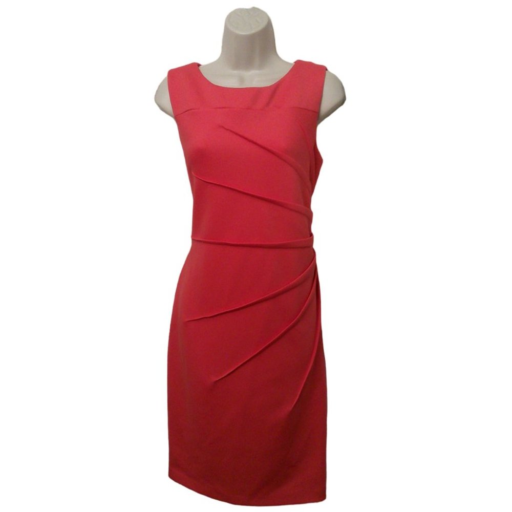 Calvin Klein Women's Round Neck Sleeveless Salmon Coral Dress - Size 12